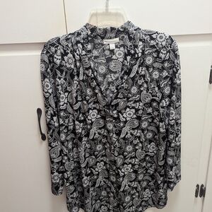 Floral Black and White Women's Top